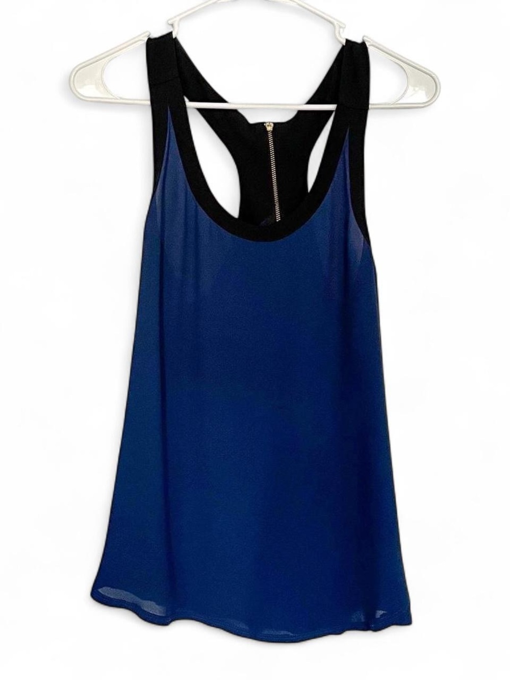 Express Racerback Zip Up Tank Top Blouse - Blue